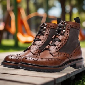 Mens Vintage Brogue Boots - Etsy