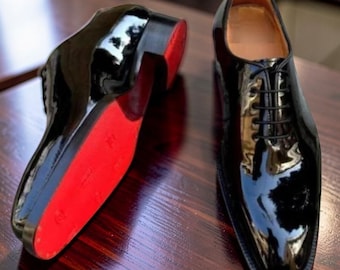 Christian Louboutin Dandelion Black Patent Leather Oxford Handmade Shoes
