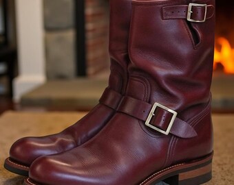 Handmade Casual Biker Genuine Leather Cowboy Formal Ankle Buckle Boots For Men i