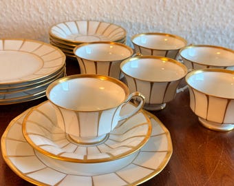 Fürstenberg Grecque decor Athena - 6 complete coffee sets, 3 pieces each - mint condition!