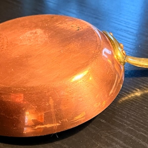 Copper Frying Pan - Tin plated, Brass Handle, Made in France, massive copper
