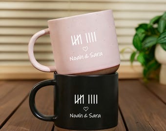 Personalized Engraved Couples Pottery Mug, Wedding or 9 Year Anniversary Keepsake, 9th anniversary Gift Idea for her,Unique Anniversary Gift