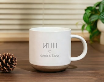 Personalized Engraved Couples Pottery Mug, Wedding or 9 Year Anniversary Keepsake, 9th anniversary Gift Idea for her,Unique Anniversary Gift