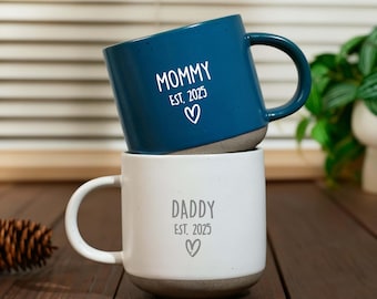 Custom Mommy and Daddy Est. Mugs, New Parents Gift First Time Mom and Dad Coffee Mug, Ceramic Mug Baby Shower Gift, Gift for New Mom and Dad