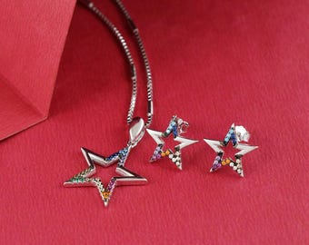 Star Necklace, Swarovski Crystal Star Necklace, Sparkling Star