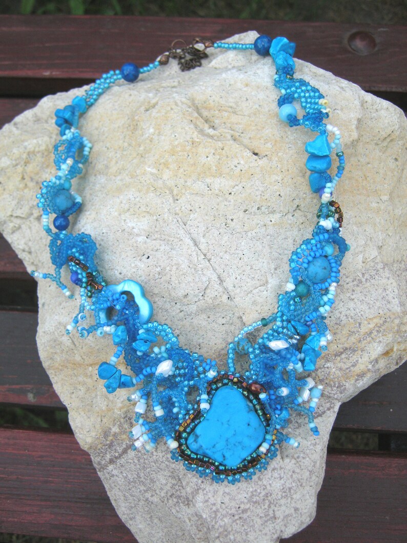 Blue jewelry Blue necklace for woman Beaded jewelry Handmade Etsy