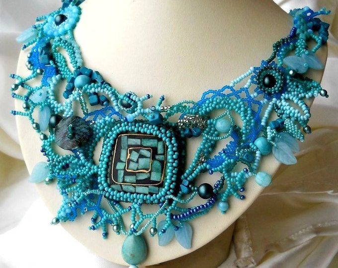 Beadwork Necklace Seed Bead Art Jewelry Unique Freeform Etsy