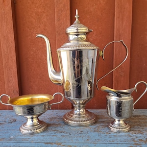 Antique Swedish Silver Coffee Set by Gottfrid Carlsson. Neoclassical Floral Engraved. Rustic Scandi Farmhouse Decor. Unique 3-pc vintage set