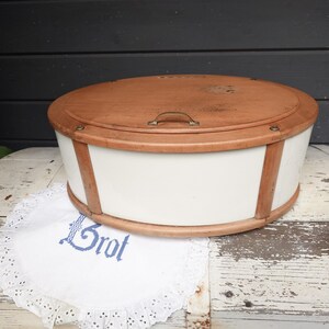 Antique Art Nouveau Bread Box DRGM 1900 German Stoneware Beech Wood Ceramic Bread Bin Shabby Chic Farmhouse Kitchen Collectible Decor Gift