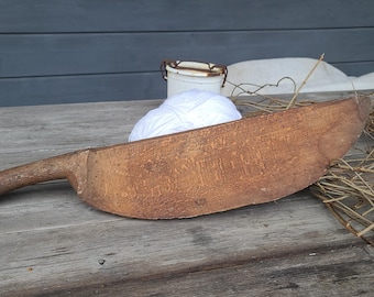 19th Century Swedish Flax Tool Swing Knife Wooden Flax Knife Vintage Scandinavian Hand Tool Flax Knife from Sweden