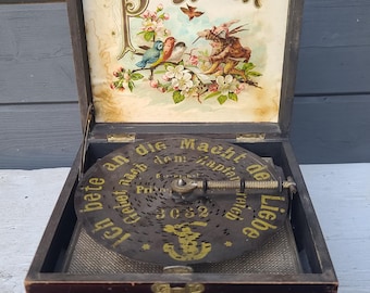 Antique Polyphon Disc Music Box 1895. German Polyphon Model 28S Leipzig. Mechanical Music Comb Perfect Condition 16.5cm Disc Working Rare