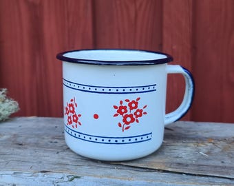 Vintage enamel mug, cup, enamel cup from Sweden, enamel mug