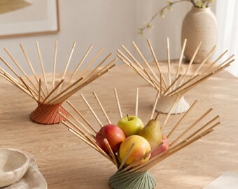 Diseño STL de frutero | Archivo para impresión 3D | Frutero DIY | Diseño con brocheta de madera | Decoración moderna | Licencia comercial | Descarga digital