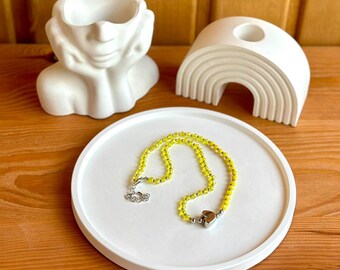 Gelbe Perlen Choker Halskette: Handgemachter Sommer Schmuck
