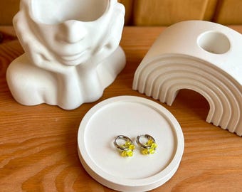 Yellow Beaded Hoop Earrings: Handmade Bright Summer Jewelry