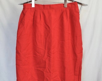 Womens Red Skirt Size Small 26 Solid Red Pockets Vintage VTG