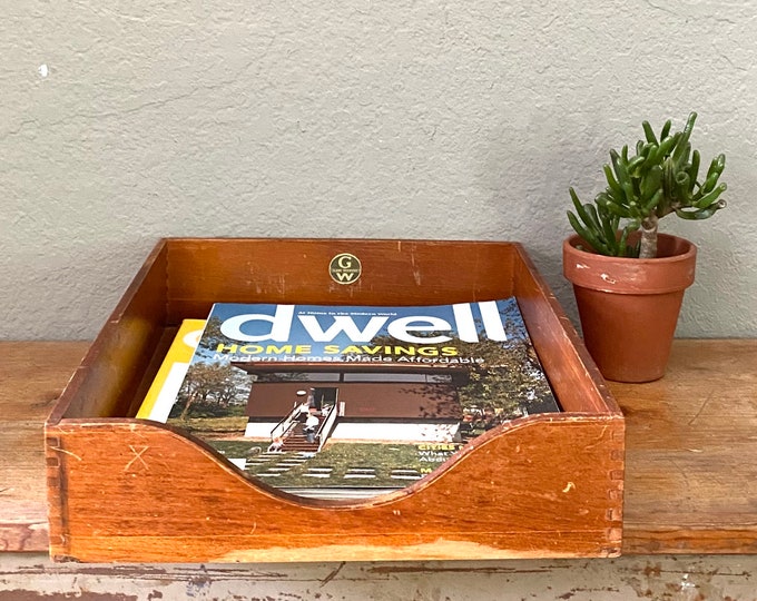 Vintage Globe Wernicke Wooden Paper Tray Wooden Basket in Out Box