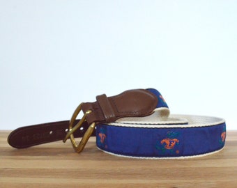 University of Miami Hurricanes UM Mens Leather Canvas Embroidered Belt pick size