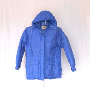 Blue Down Jacket Womens Medium Blue Puffer Goose Down / Feather Filled Coat EMS Vintage 80s 90s