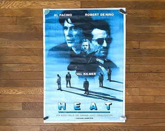 Vintage Heat Movie Poster True Vintage 90s Wall Art 24 x 33 Robert De Niro Al Pacino Val Kilmer Rolled