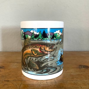 Vintage Trout Coffee Mug Fly Fishing Fisherman Angling Angler Rainbow Brook Brown Cutthroat Wondermugs USA VTG