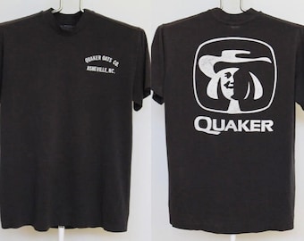 Vintage Quaker Oats Co. Asheville NC T Shirt Mens Medium Unisex Womens Tee Shirt 80s Black VTG Oatmeal