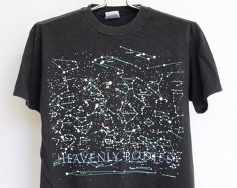 Vintage Constellations T Shirt Mens Medium Unisex Womens Stars Heavenly Bodies Astronomy Astrology Night Sky Outer Space Nasa Glow In Dark