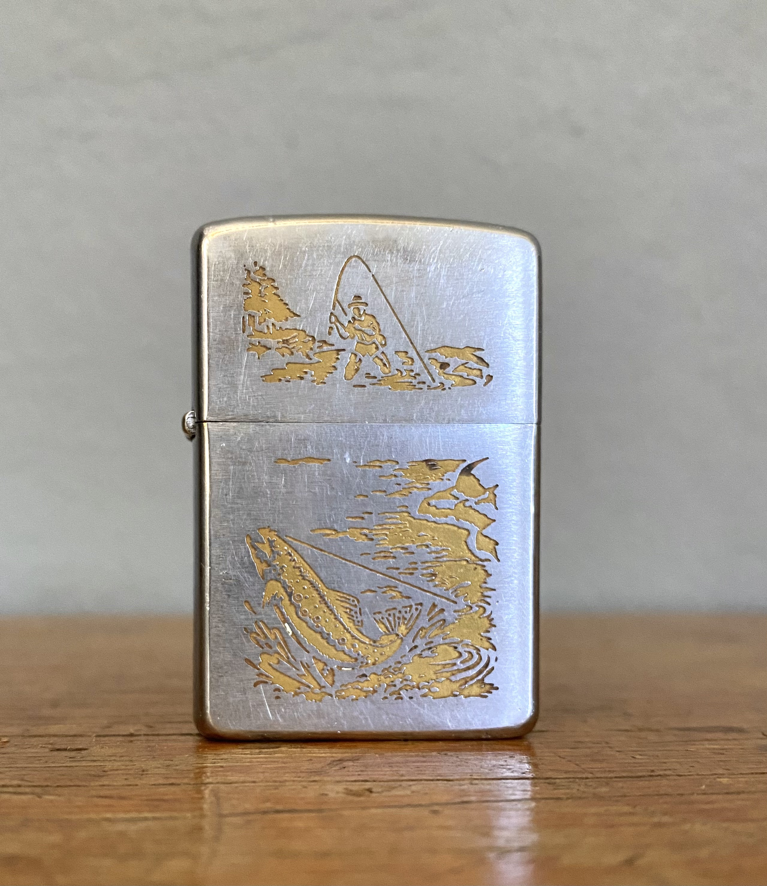 Vintage Trout Zippo Lighter Brown Brook Rainbow Cutthroat