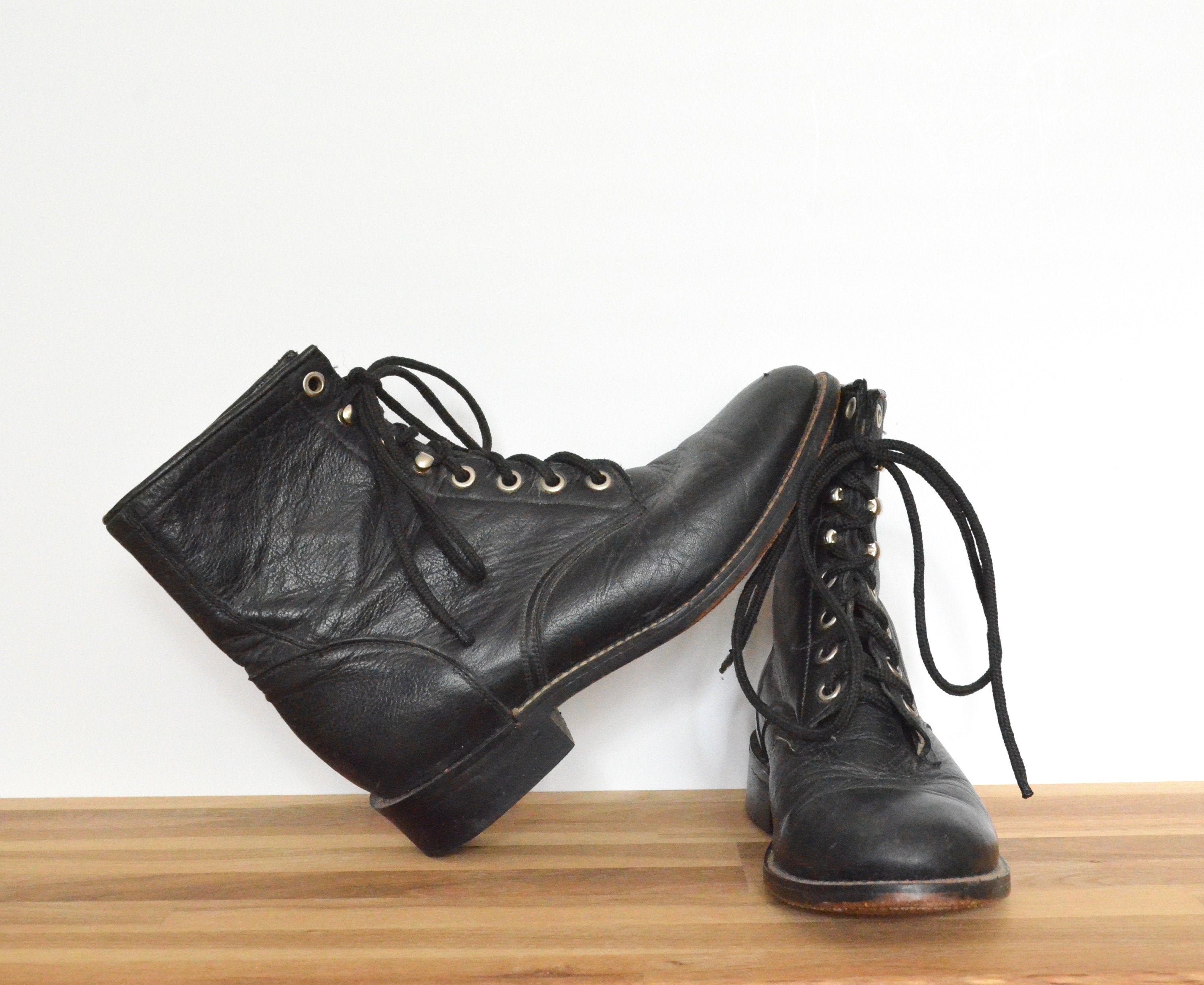 vintage black lace up boots