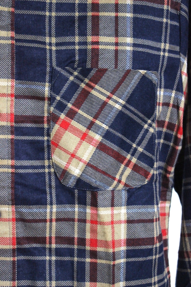 Vintage Big Yank Plaid Flannel Shirt Mens Medium Unisex Womens Multi Color Block Soft Blue 90s
