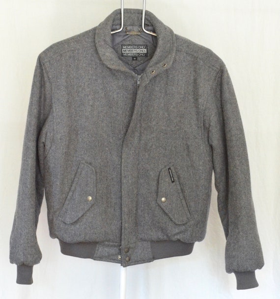 Gray Wool Members Only Bomber Jacket Mens 42 Large / Extra