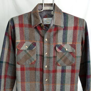 Gray Plaid Quilted Wool Flannel Shirt Jacket Mens Medium Lined Flannel Jacket Unisex Womens Vintage Wool Blend Northwest Territory VTG