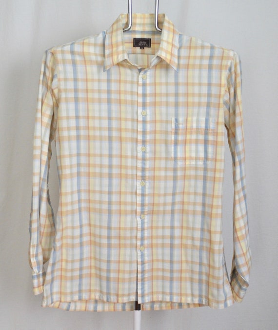Vintage Pastel Plaid Shirt Mens Medium Unisex Womens Long Sleeve Yellow White Brown Tan Blue Lightweight Thin John Henry 80s - Etsy Vintage Pastel Plaid Shirt Mens Medium Unisex Womens Long Sleeve Yellow White Brown Tan Blue Lightweight Thin John Henry 80s - Etsy