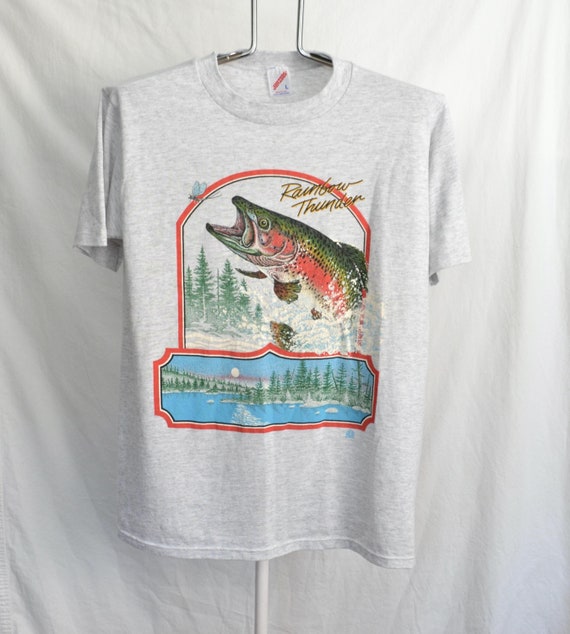 Vintage Rainbow Trout T Shirt Mens Medium Unisex Womens Thunder