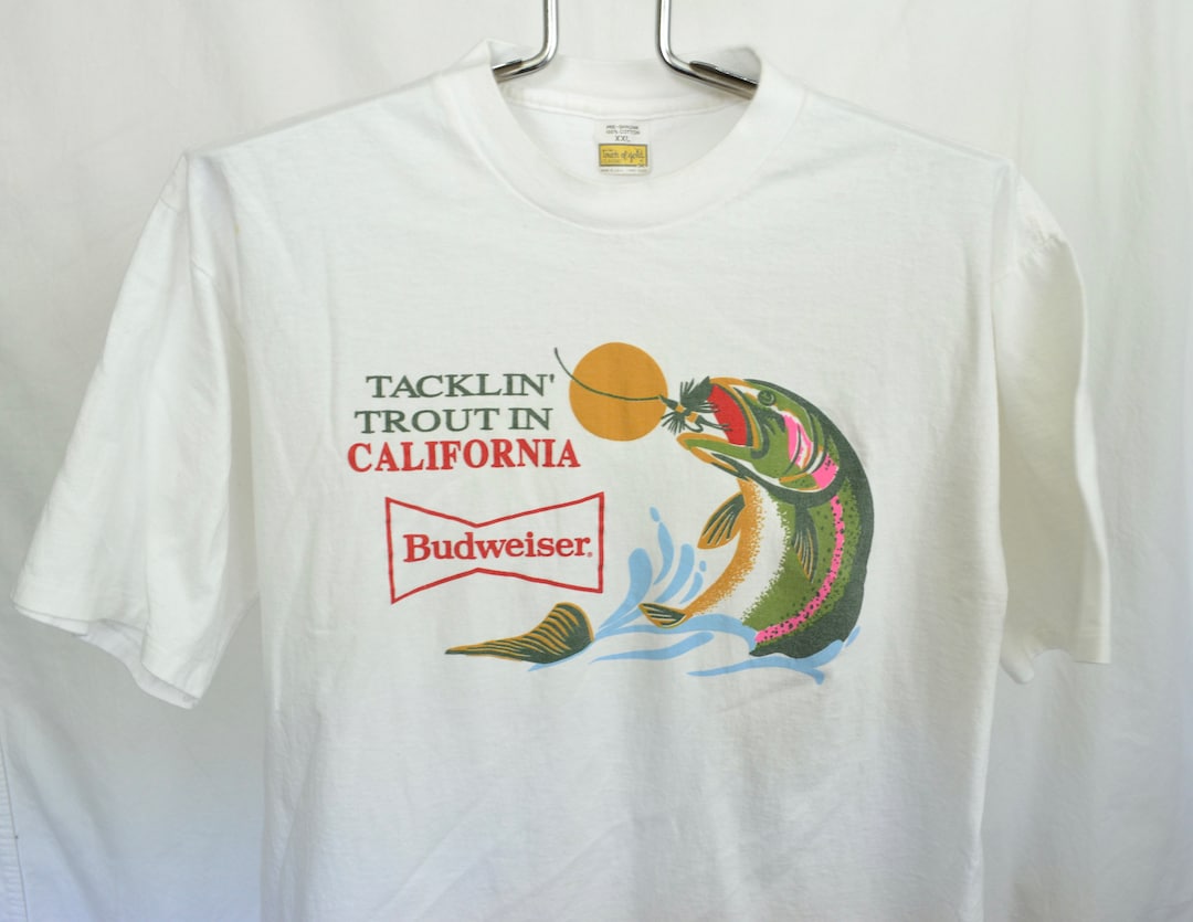 Vintage Budweiser California Trout T Shirt Mens Extra Large XL