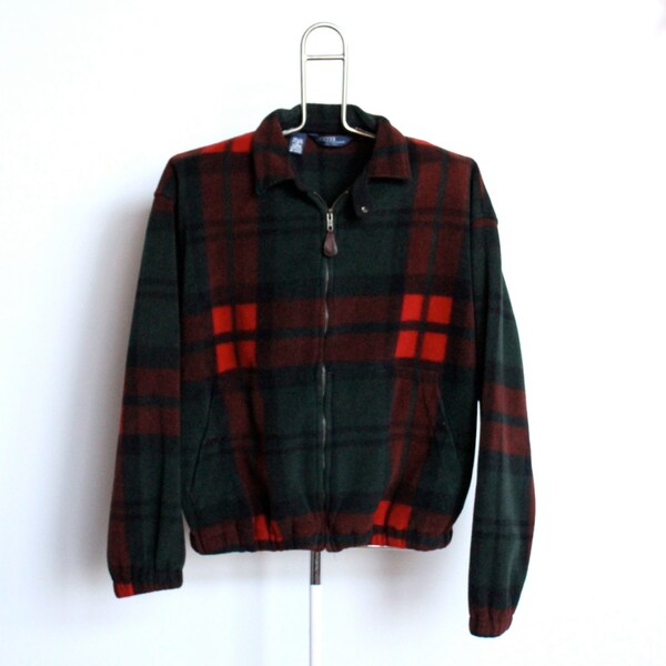 Vintage Ralph Lauren Polo Plaid Fleece Jacket Mens Large Unisex Womens Zip Up Made In USA