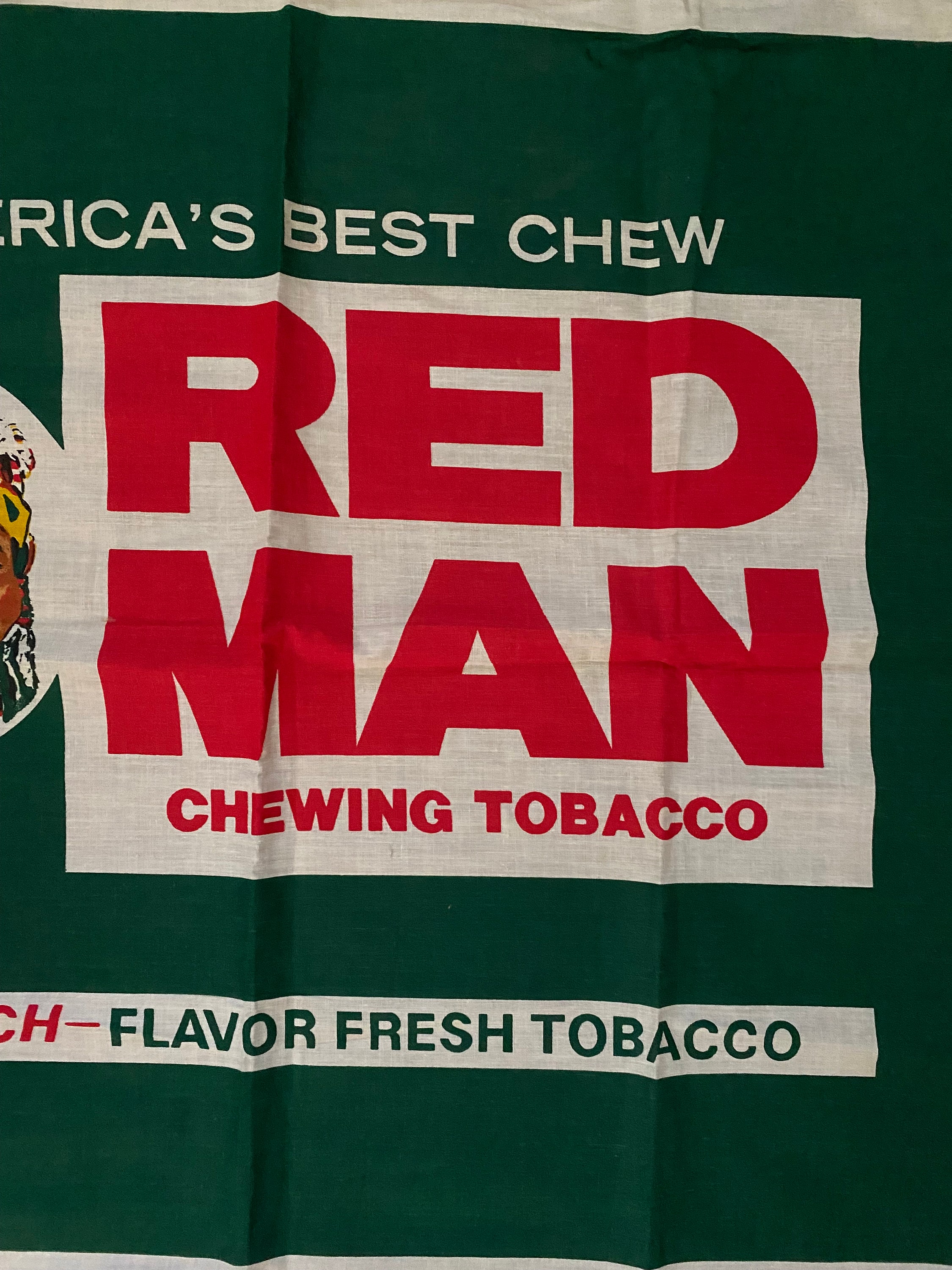 redman tobacco sign Vintage Red Man Cloth Banner Chewing Tobacco Chew Made in USA Redman Cotton  Fabric Flag Sign Advertisement VTG