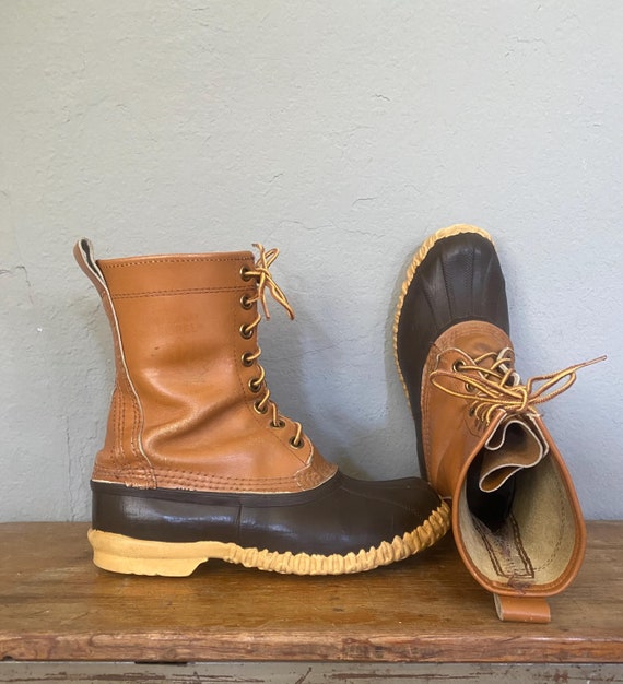 Vintage Sorel Duck Boots Mens US size 10 Shoes Muck Leather Rubber Rain  Snow Brown Lace Up Made In Canada VTG - Main Image