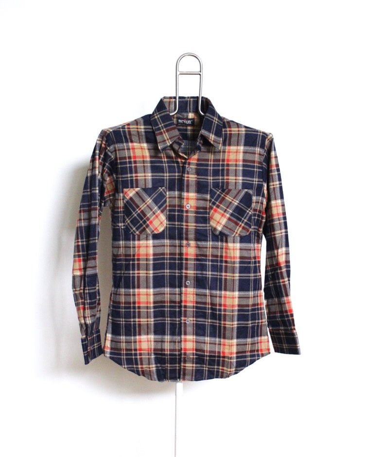 Vintage Big Yank Plaid Flannel Shirt Mens Medium Unisex Womens Multi Color Block Soft Blue 90s