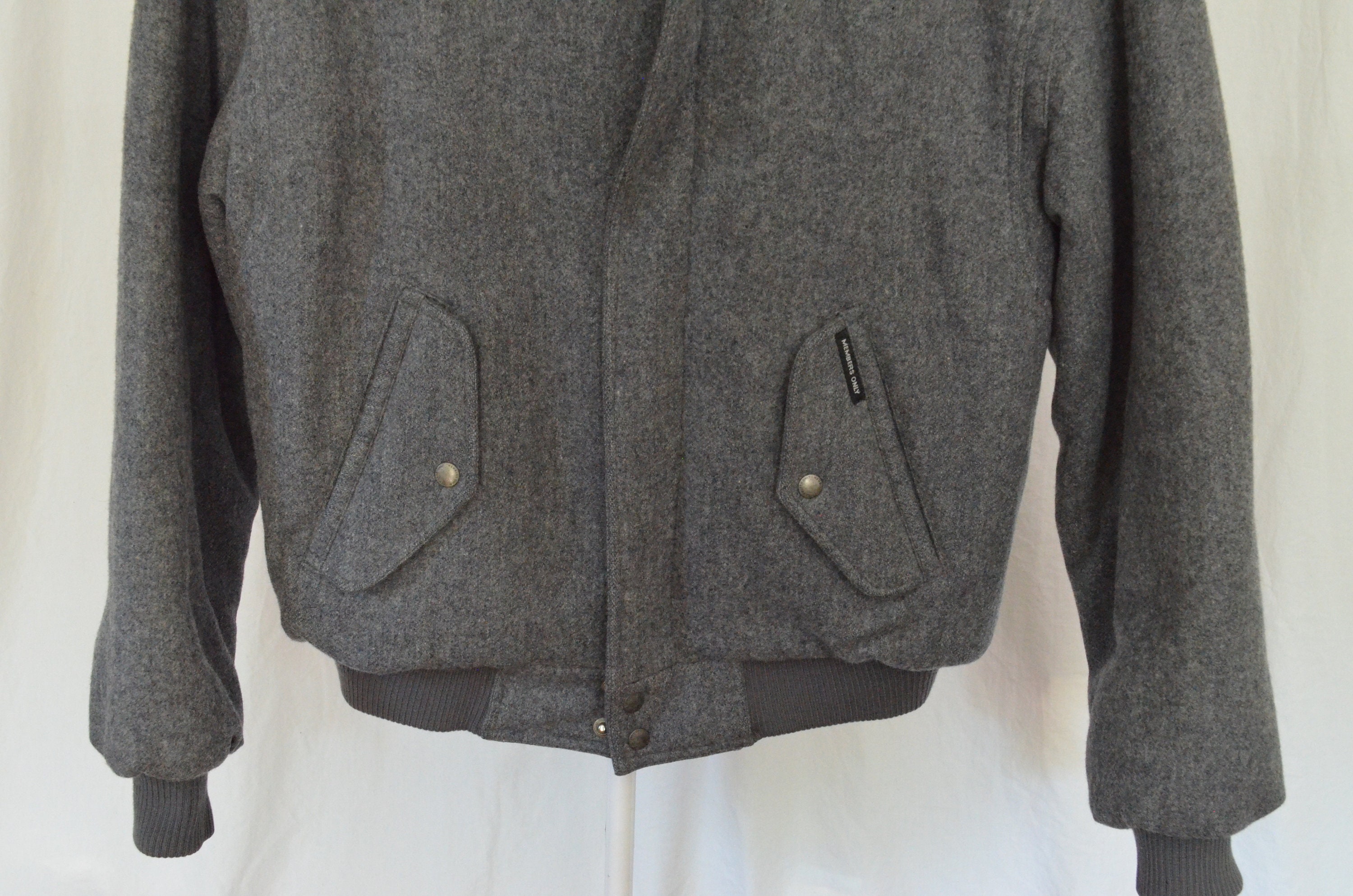 Gray Wool Members Only Bomber Jacket Mens 42 Large / Extra Large