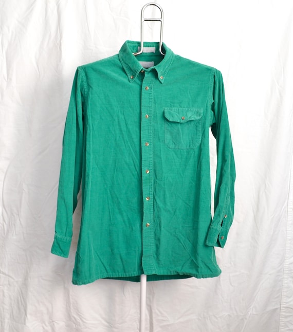 Kelly Green Corduroy Shirt Mens Large Unisex Women