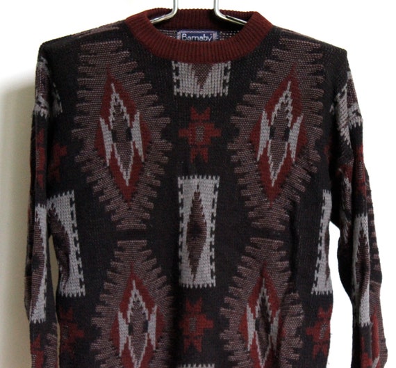 Geometric Acrylic Ski Sweater Mens Medium Unisex … - image 3