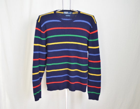 rollen G Verdorren Vintage Striped Lambs Wool Ralph Lauren Polo Sweater Mens - Etsy