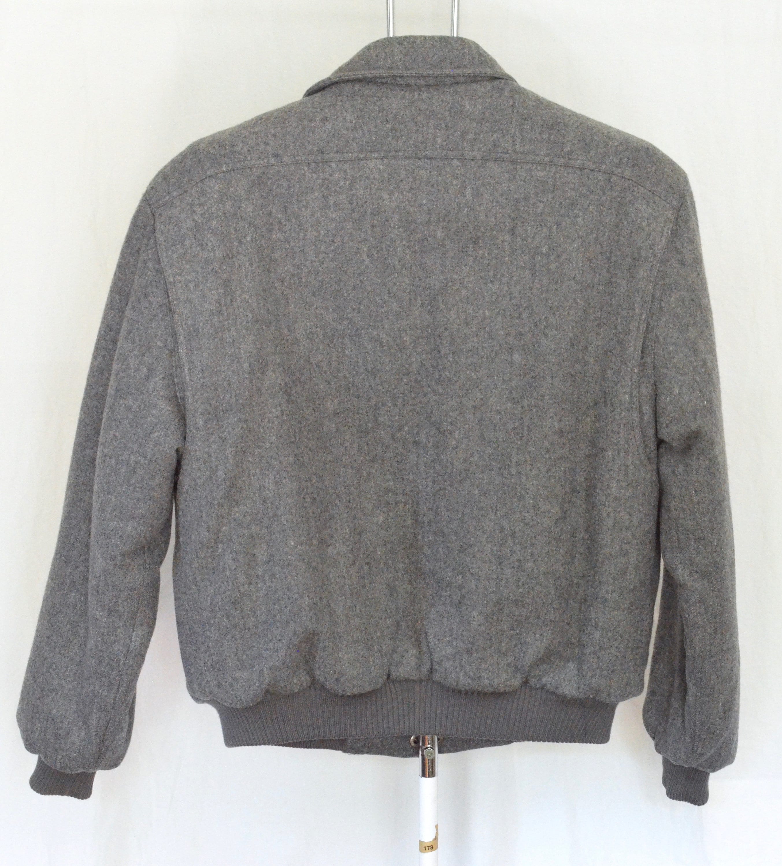 Gray Wool Members Only Bomber Jacket Mens 42 Large / Extra Large