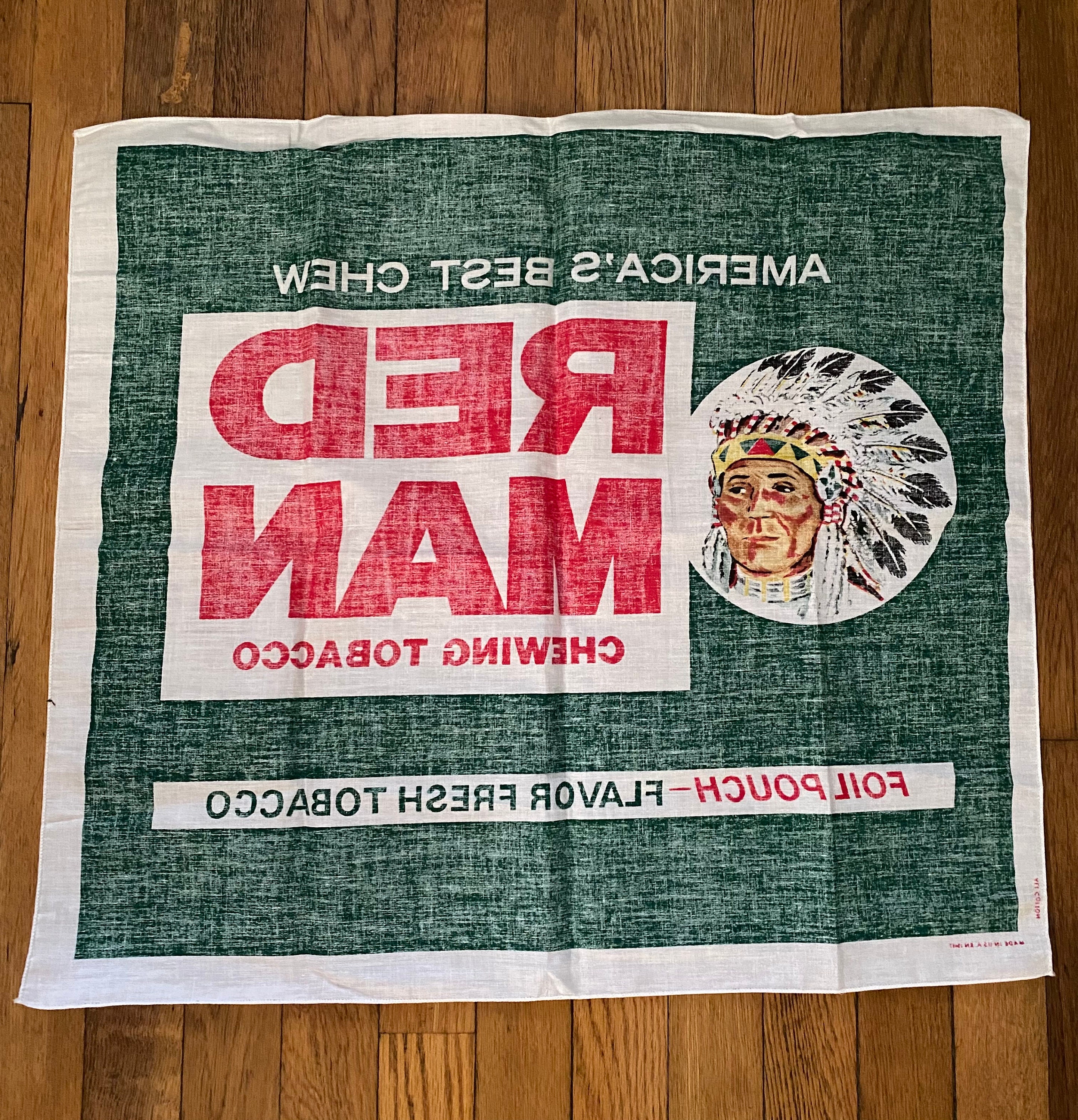 Redman Sign Vintage Red Man Cloth Banner Chewing Tobacco Chew Made in USA Redman ...