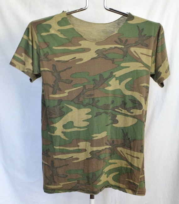 Vintage Sheer Thin Camouflage T Shirt Mens Small U