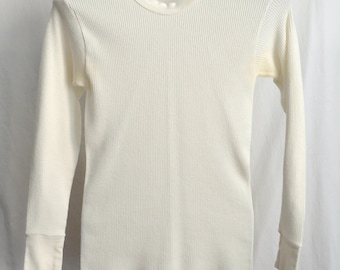 Vtg 70s 80s Hanes Thermal Long Sleeve Shirt White S/M 50/50 Waffle