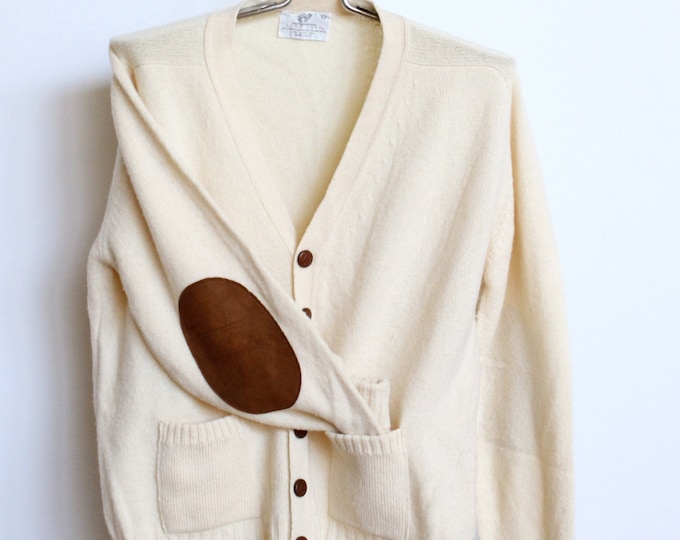 Lord Jeff Cardigan Sweater Pockets Cream Camel Mens Large Etsy