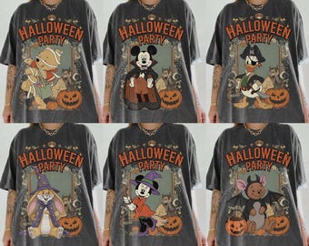 Komfort Farben Vintage Disney Halloween Party Shirt, Disney Freunde Gruselige Saison T-Shirt, Disney Familie Halloween Reise Outfit