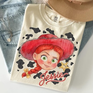 Comfort kleuren vintage Jessie Toy Story shirt, Disneyland Toy Story shirt, meisjesreis shirt, Magic Kingdom shirt, Disney familie shirts
